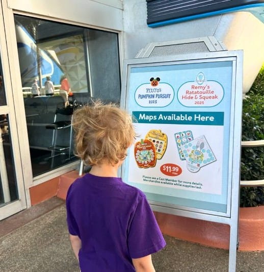 sign for 2025 Map for EPCOT Pumpkin Pursuit - image by Dani Meyering