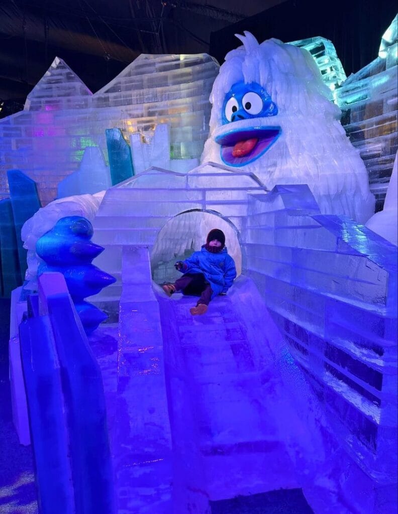 Young boy on small slide Bumble character at ICE! Gaylord Palms - image by Dani Meyering